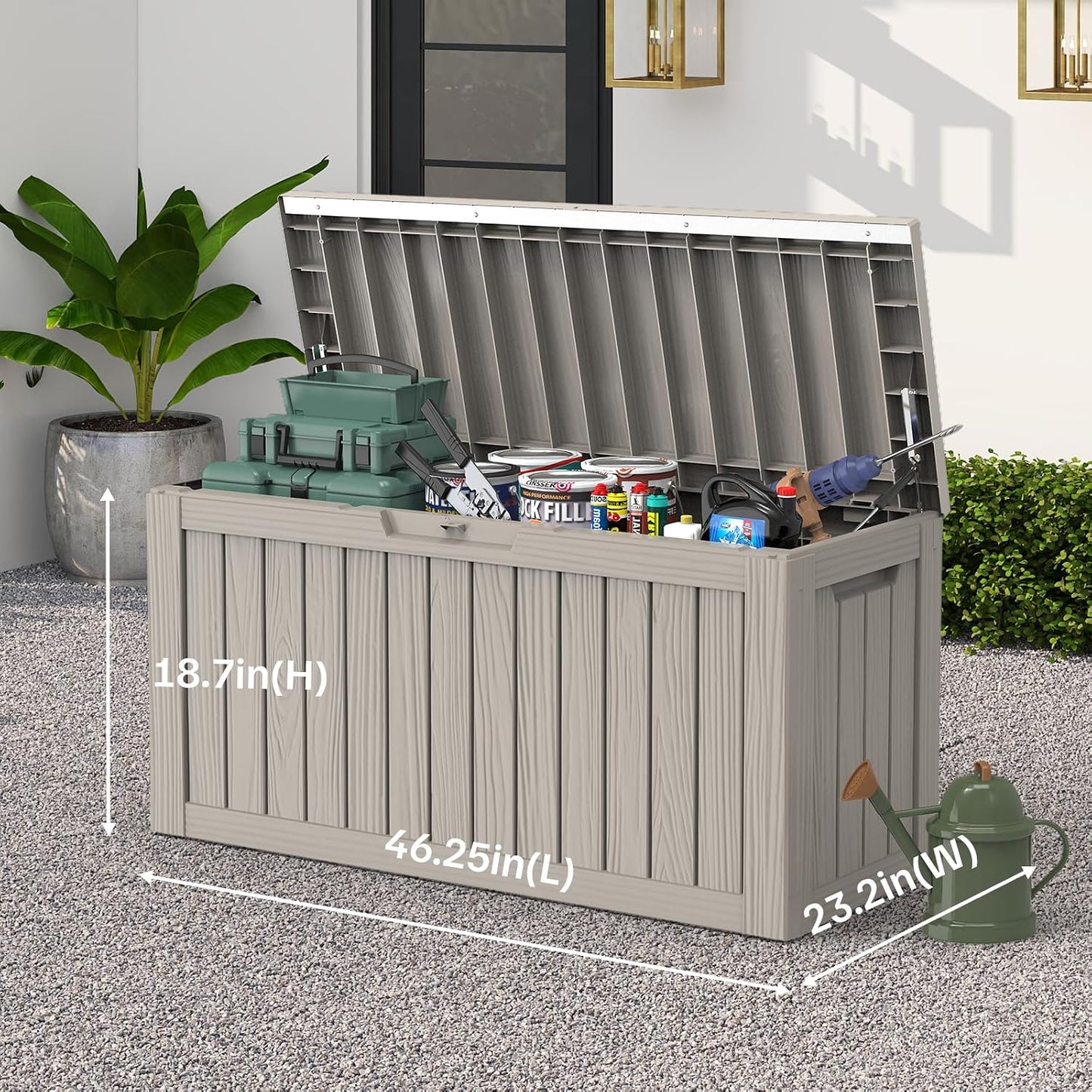 Outdoor Storage Box, 50 Gallon Waterproof Deck Storage Box, Lockable Patio Storage Bins for Package Delivery, Porch, Garden Tool, Cushions, Anti-Theft Weatherproof & UV-Resistant Parcel Drop Box
