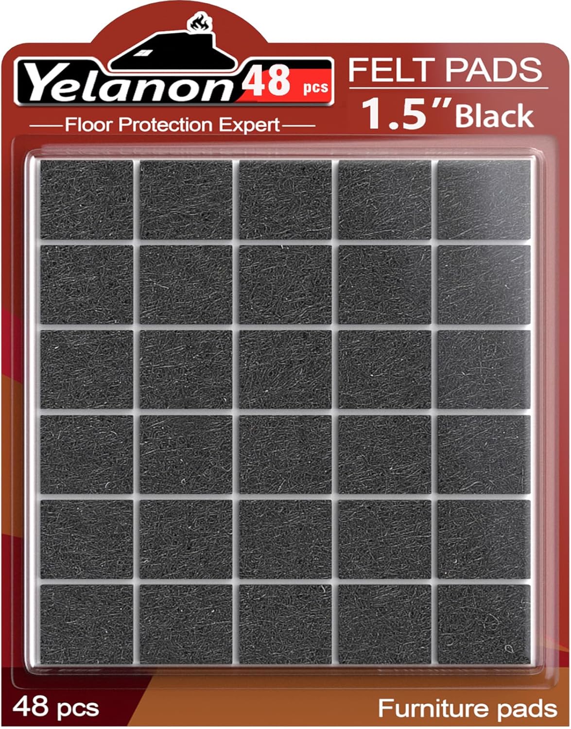 Yelanon Felt Furniture Pads for Hardwood Floors -36 Pcs 2" Premium Floor Protectors for Furniture, Felt Pads for Chair Legs, Black