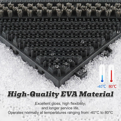 Outdoor Doormat Modular Interlocking Floor Tiles Non-Slip Rubber Boot Scraper Mat with Drainage Holes, Durable Shoe Cleaner for Garage, Entryway, Patio, High Traffic Areas(Gray,29.5x47.2 in)