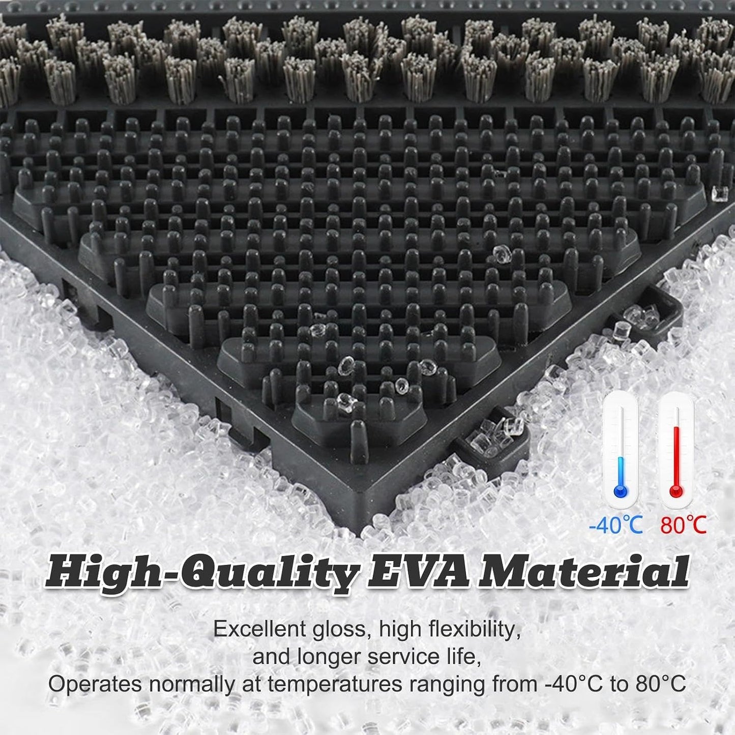 Outdoor Doormat Modular Interlocking Floor Tiles Non-Slip Rubber Boot Scraper Mat with Drainage Holes, Durable Shoe Cleaner for Garage, Entryway, Patio, High Traffic Areas(Gray,23.6x47.2 in)