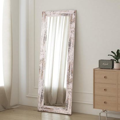 Syndra Modern Full Length Mirror Wood Frame, 65x24'' Large Floor Mirror with HD Tempered Glass & Wall Mount, Rectangular Standing Mirror for Bedroom, Living Room, Entryway, Farmhouse(Grey White Oak)