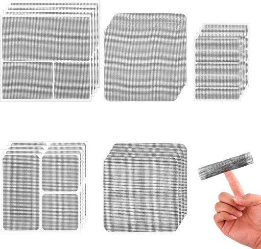 20PCS Window Screen Repair Patches Kit, Self Adhesive Screen Door Mesh Repair Fiberglass Window Repair Kit for Repairing Screen Windows Doors Tents Nets, (Gray, 5 Styles)