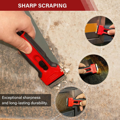 HAUTMEC Razor Blade Scraper Tool, 4" Wider Scraper Tool with 20 Extra Carbon Steel Blades, Razor Scraper for glass scraper, Adhesive, Label, Sticker from Window, Glass, Tile, Floor, Stove 25033