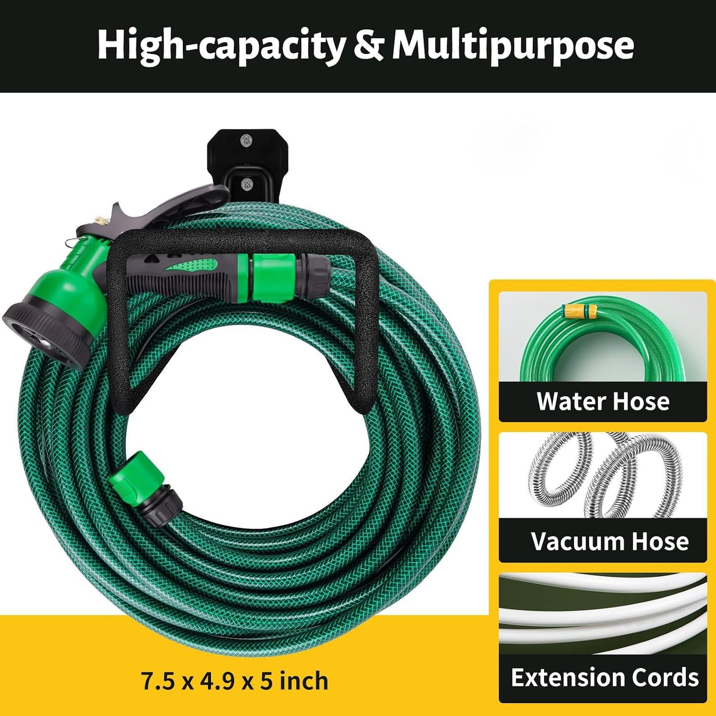 Heavy-duty rust-proof hose hooks for storing water pipes, hoses, cables, trimmers, ladders, buckets, tools | Wall-mounted high load-bearing capacity, non-slip hanger for homes, yards, and farms