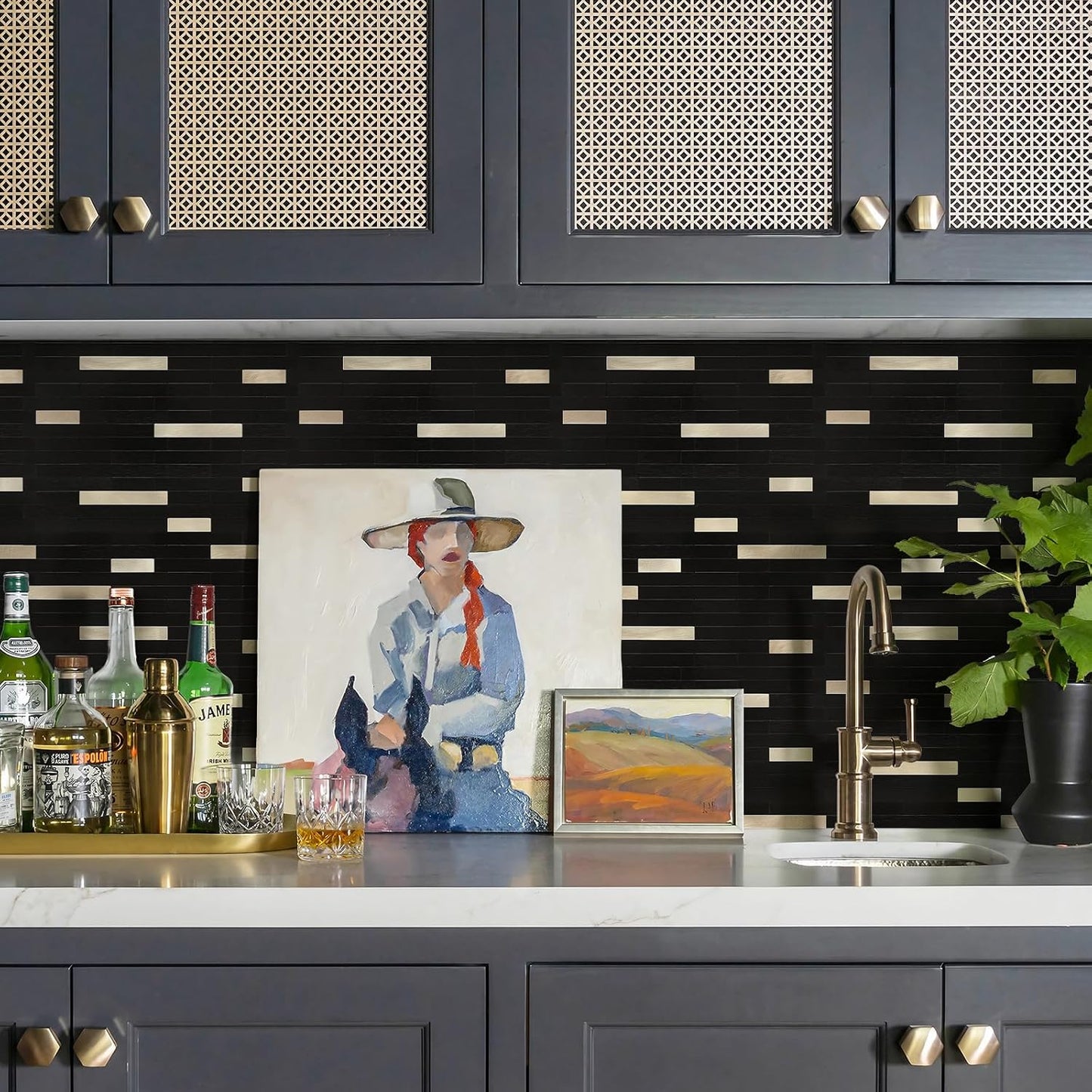 STICKGOO Peel and Stick Backsplash Tile, Stick on Backsplash for Kitchen and Bathroom, Volakas White Look PVC Mixed Metal Silver Self Adhesive Wall Tiles(Sample)