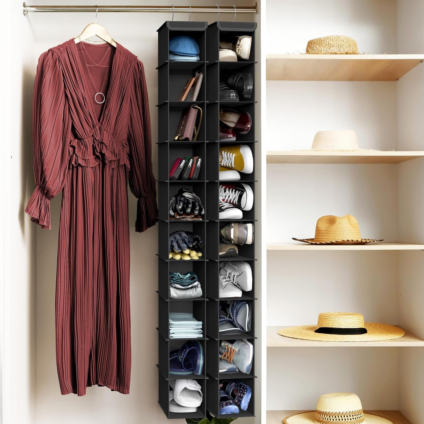 Simple Houseware 10 Shelves Hanging Shoes Organizer Holder for Closet, Grey
