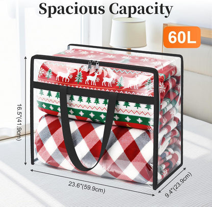SpaceTrove Clear Storage Bags, 4 Pack Under Bed Storage and Closet Organizers Containers, Vinyl Foldable Heavy-Duty Moving Bags with Zippers for Comforter, Bedding, Duvet, Blanket & Toy Storage, 40L