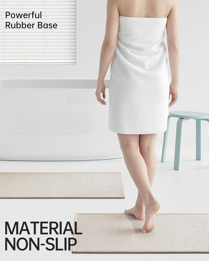 Mecko Bath Mat Rug, Rubber Non-Slip Quick Dry Absorbent Thin Bathroom Rugs Fit Under Door Bathroom Floor Mats-Shower Rug for in Front of Bathtub, Sink, Shower Room(Light Grey,16"x24")