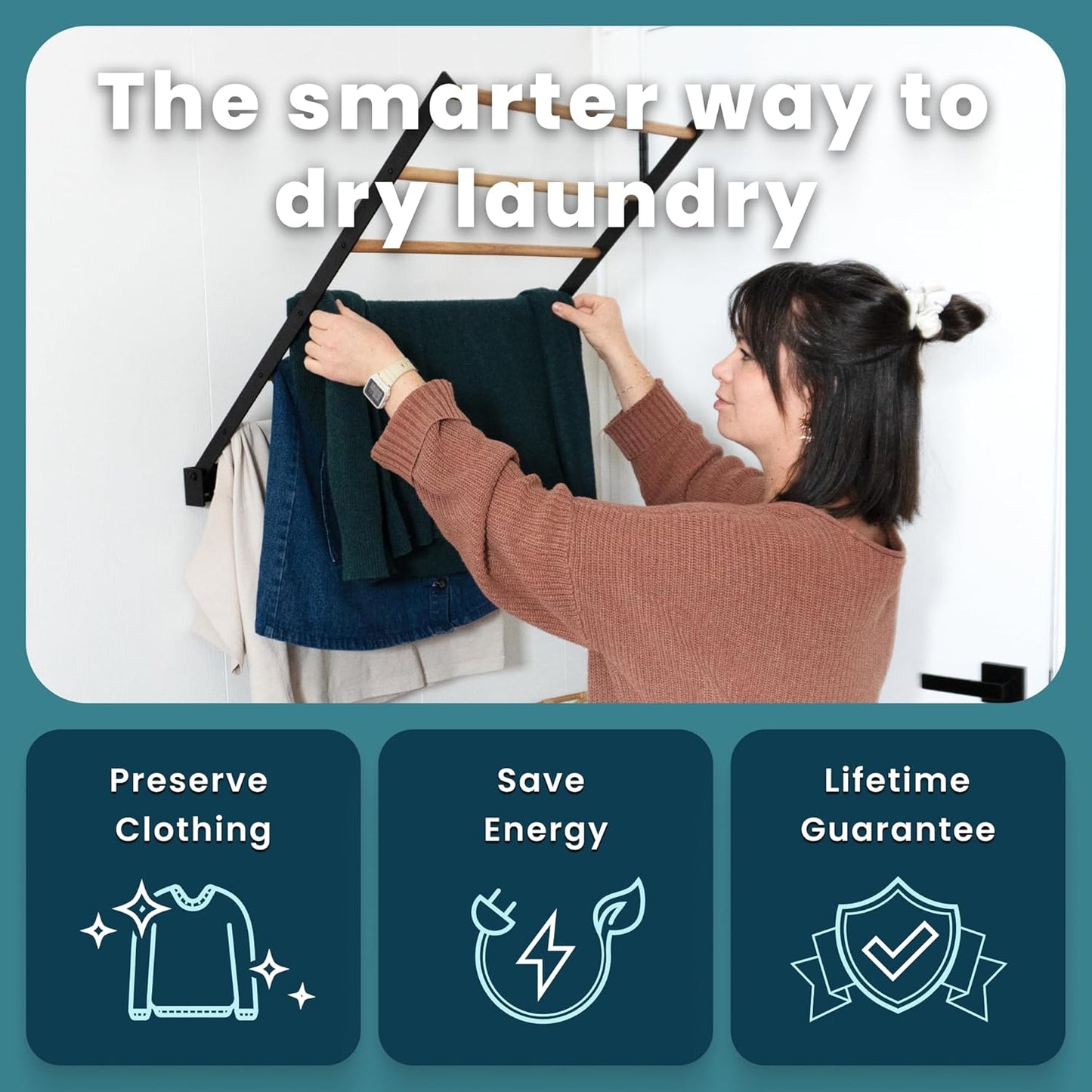 Wall Mounted Drying Rack – Foldable Laundry Drying Rack for Wall, Space Saving Clothes Drying Rack for Laundry Room, Bathroom or Small Spaces