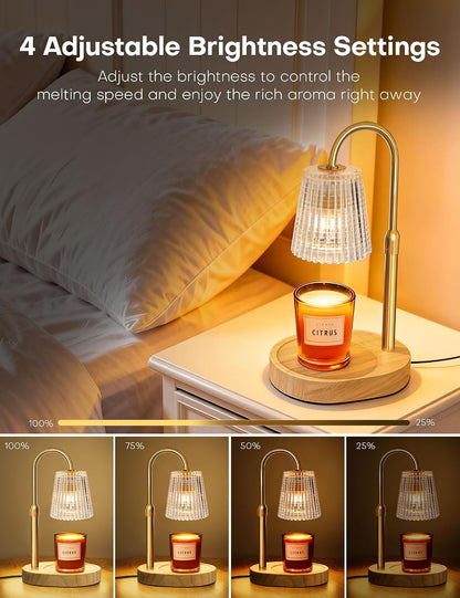 Candle Warmer Lamp with Timer Dimmer Adjustable Height, Electric Wax Melts Warmer for Jar Candles, Birthday Christmas House Warming Gifts for Women Mom, New Home Bedroom Decor with 2 Bulbs