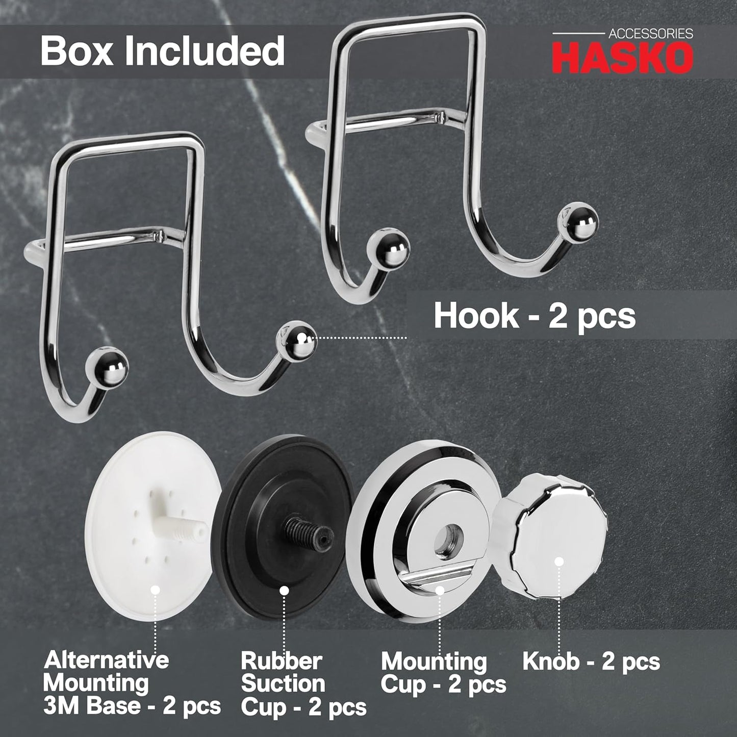 HASKO Suction Cup Hooks for Shower Wall, Removable Towel Hooks for bathrooms, Includes Optional No Drill Adhesive Mount for Inside Shower, Rustproof Stainless Steel - 2 Pack, Bronze