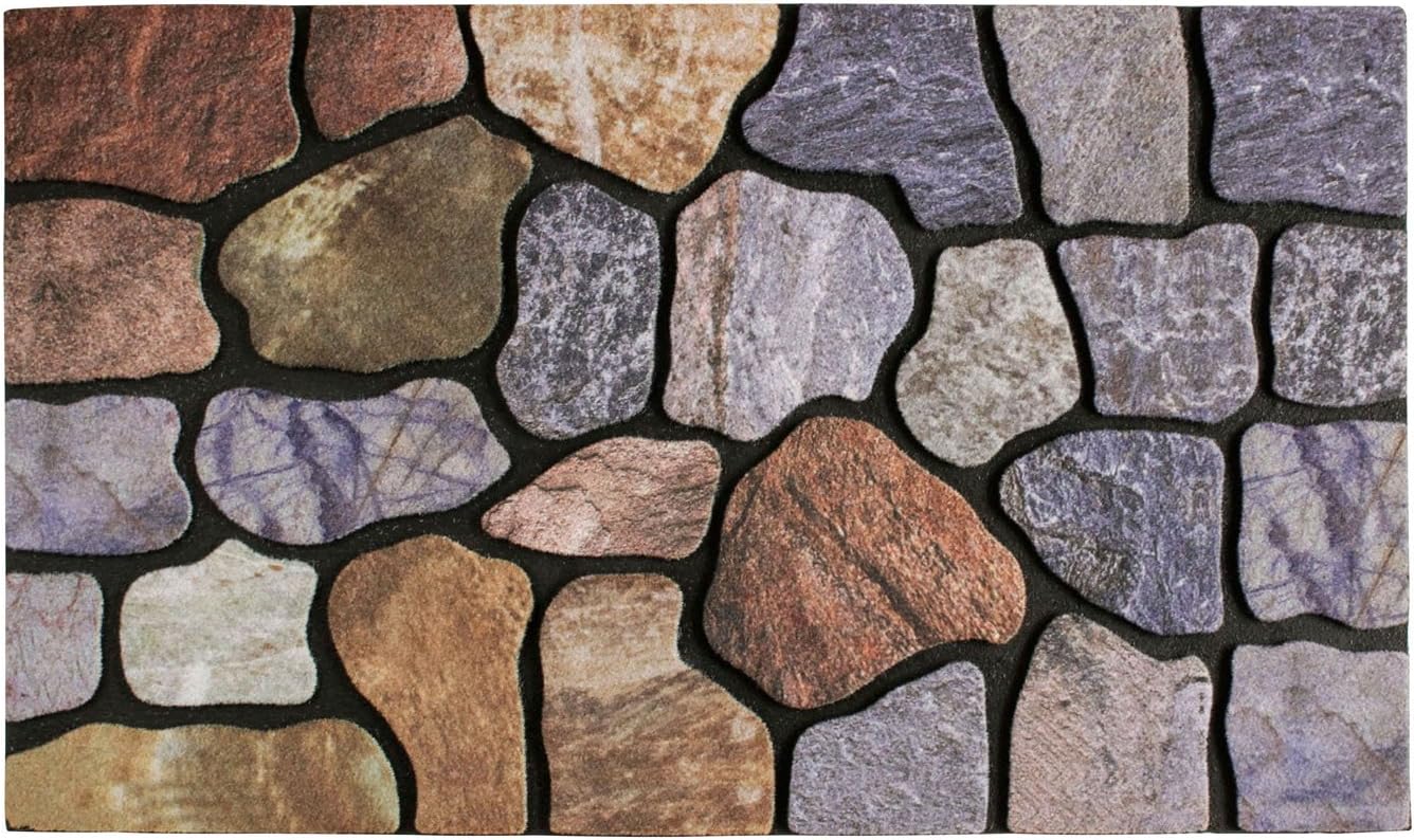 Cobblestone Front Door Mat & Entrance Rug - Waterproof, 18''x30'' Patio Rug, Dirt & Mud Trapper, Outdoor Welcome Doormat