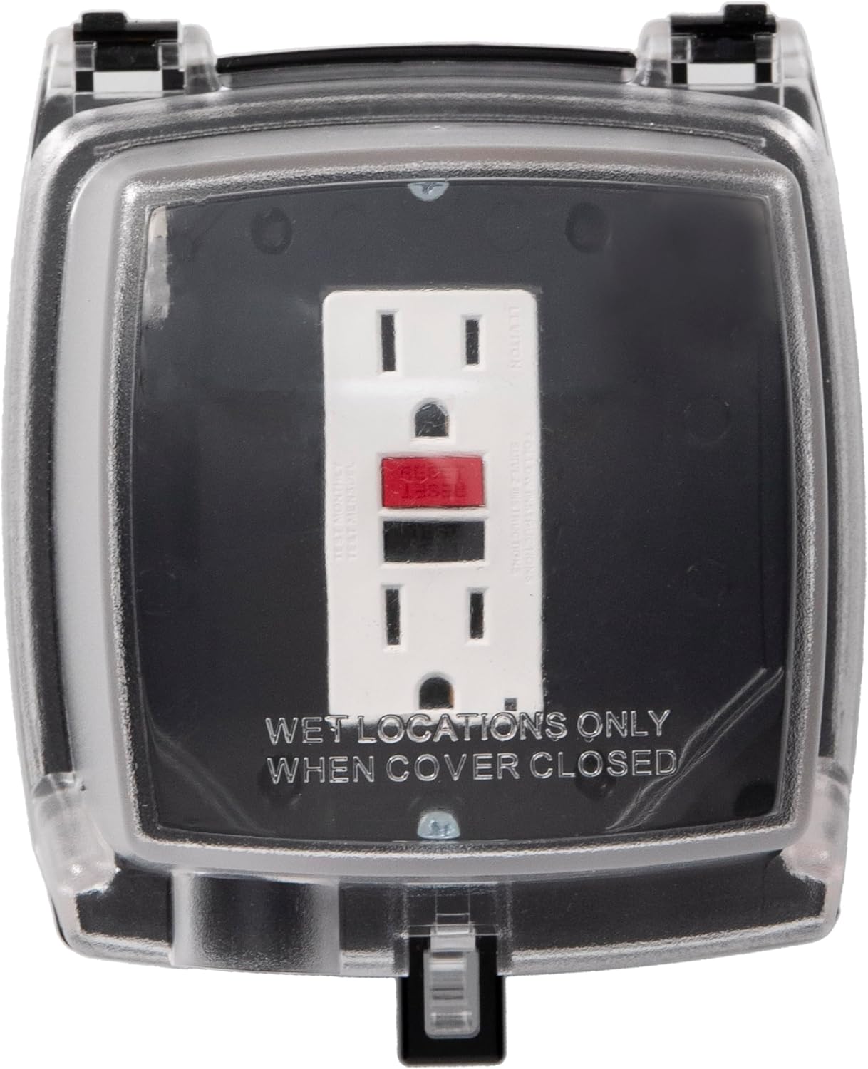 Intermatic WP1020C 2-1/4” Deep Weatherproof Outlet Cover – UV Stabilized Clear, GFCI & Duplex, Vertical Mount, UL Certified – Fits Single Device Only for Larger Double-Gang 4” x 4” Boxes