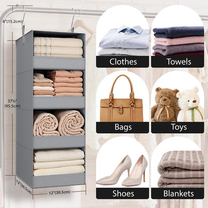 GRANNY SAYS 3-Shelf Hanging Closet Organizer and Storage, Collapsible Hanging Closet Shelves, Hanging Organizer for Closet & RV, Gray, 29 ½" H X 12" W X 12" D, 1-Pack