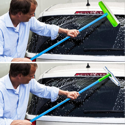 Forgrace Flexible Silicone Squeegee T-Bar Water Blade Microfiber Scrubber with Long Handle for Car Home Glass Professional Car Windshield Squeegee Window Cleaning Kit for Shower Glass Mirror Door Car