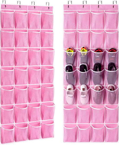 KEEPJOY 10 Tiers White Over Door Shoe Organizer Storage, Hanging Shoe Holder for Door with Large Deep Pockets, Fit 20-30 Pairs Shoe Rack for Sneakers, Boots (White)