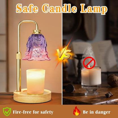 Candle Warmer Lamp with Timer Dimmer, Adjustable Height Pink Tulip Candle Wax Warmer, Christmas Birthday Gift for Mom Women,House Warming Gifts for New Home Bedroom Decor,Flower Pink