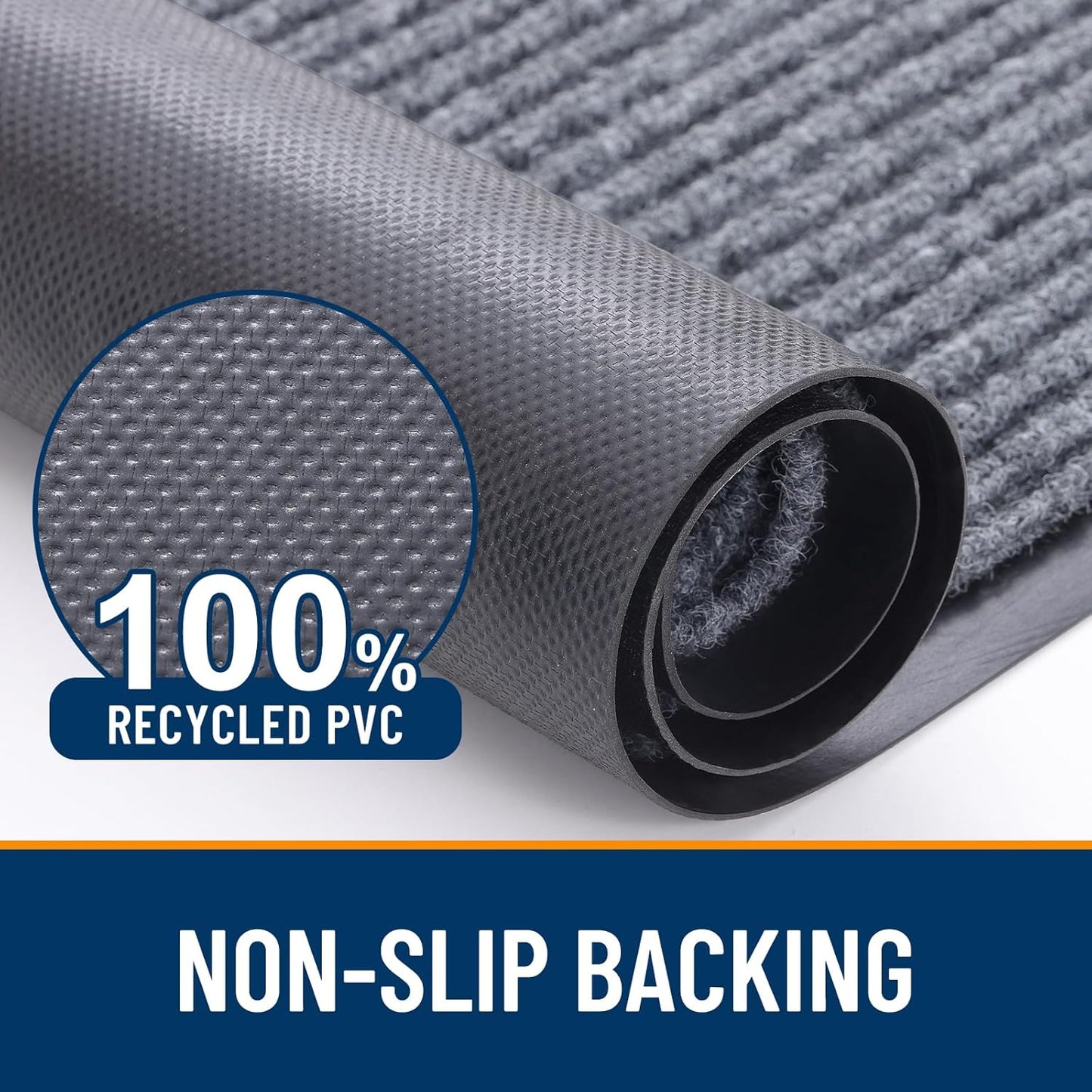 OLANLY Front Door Mat Indoor Outdoor Entrance, 2-Pack 29.5 x 17 Inch, Waterproof Heavy Duty Doormat, Fade Resistant, Low Profile, Easy Clean Patio Porch Welcome Floor Mats for Entry, Grey