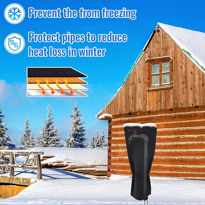 1 Pcs 25.2" L x14 W Electric Heated Outdoor Faucet Cover for Winter Freeze Protection Heating Hose Bib Covers for Winter, Water Pipe Heater for Garden Faucet Insulated Spigot Protector, Black