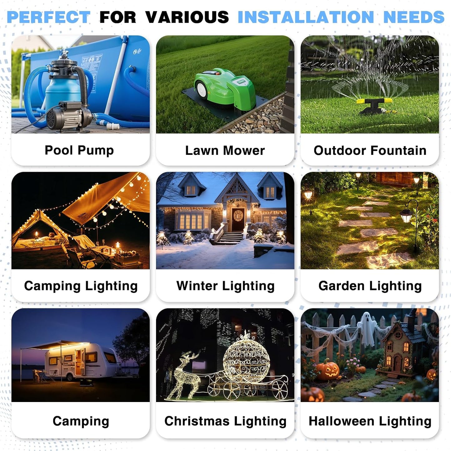FLEMOON IP55 Outdoor Electrical Box Waterproof with Detachable Awning Covers, 7.1 * 3.9 * 2.4 inch Weatherproof Extension Cord Cover, Easy Installation for Outdoor Plug, Outlet, String Lights, Black