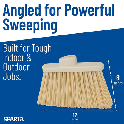 SPARTA Plastic Broom Head, Angled, Un-Flagged for Large Debris Indoor, Outdoor, Home, Restaurant, Lobby, Office, 12 Inches, Green