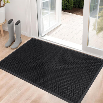 Mibao Front Door Mat, Heavy Duty Durable Welcome Mat for Outdoor Indoor, Dirt Trapper Waterproof Super Absorbent Door Mat for Entryway Outside Patio Porch, 29.5" x 17", Grey