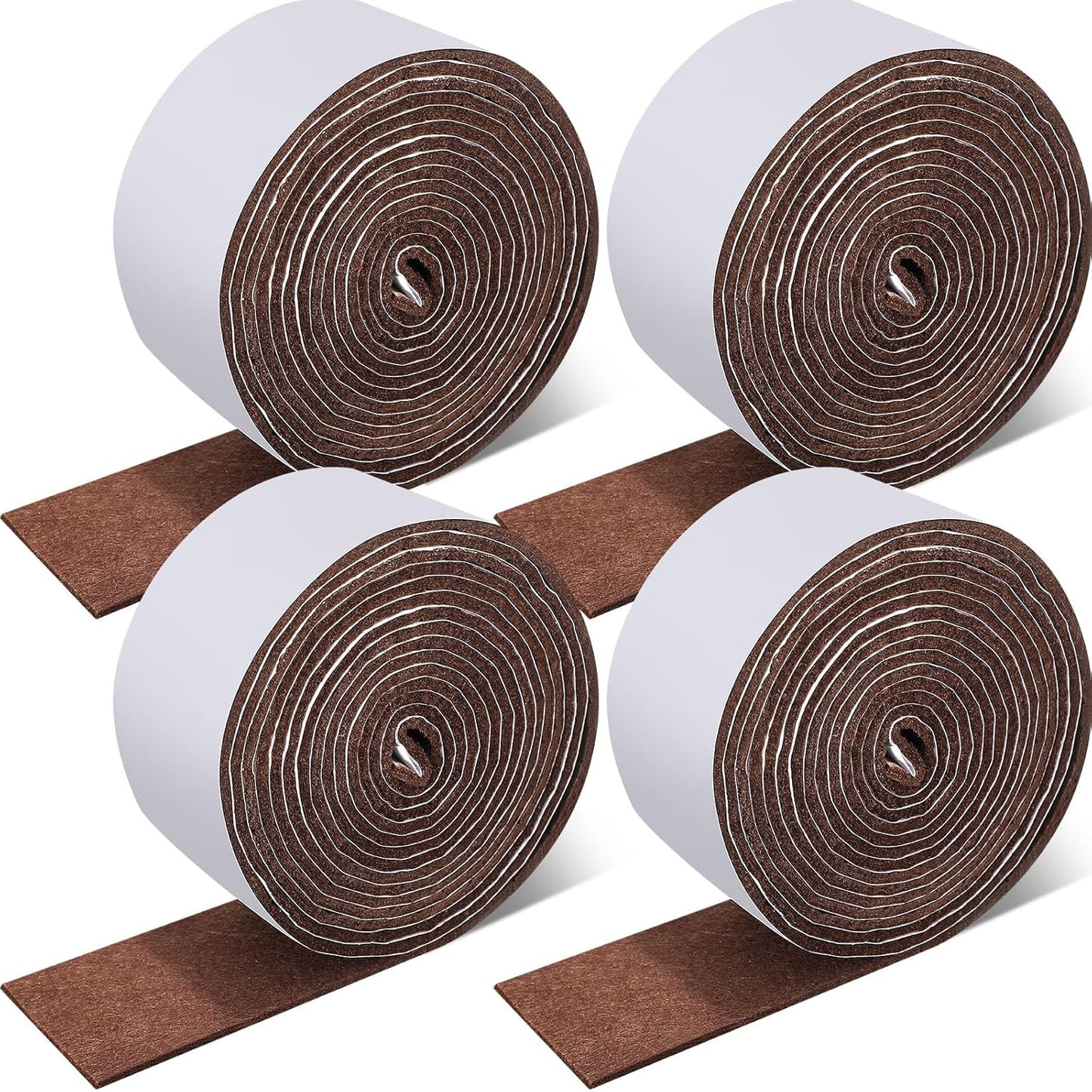 Zonon 4 Rolls 120 Inch Felt Strip with Adhesive Backing Felt Tapes Furniture Strip Rolls Self Stick Heavy Duty Polyester for Protecting Furniture and DIY Adhesive(Black,0.5 Inch)