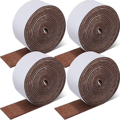 Zonon 4 Rolls 120 Inch Felt Strip with Adhesive Backing Felt Tapes Furniture Strip Rolls Self Stick Heavy Duty Polyester for Protecting Furniture and DIY Adhesive(Black,0.5 Inch)