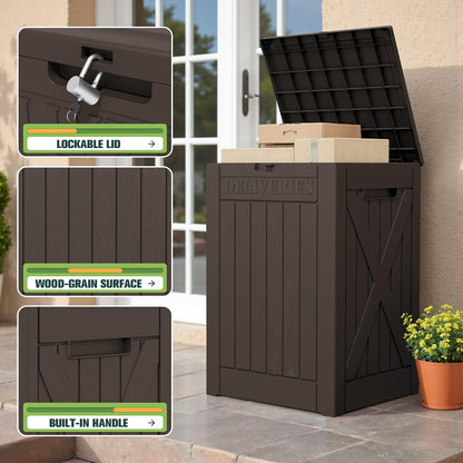 Greesum 31 Gallon Resin Deck Box All Weather Outdoor Storage Boxes for Patio Furniture Set,Outdoor Toys,Garden Tools,Black