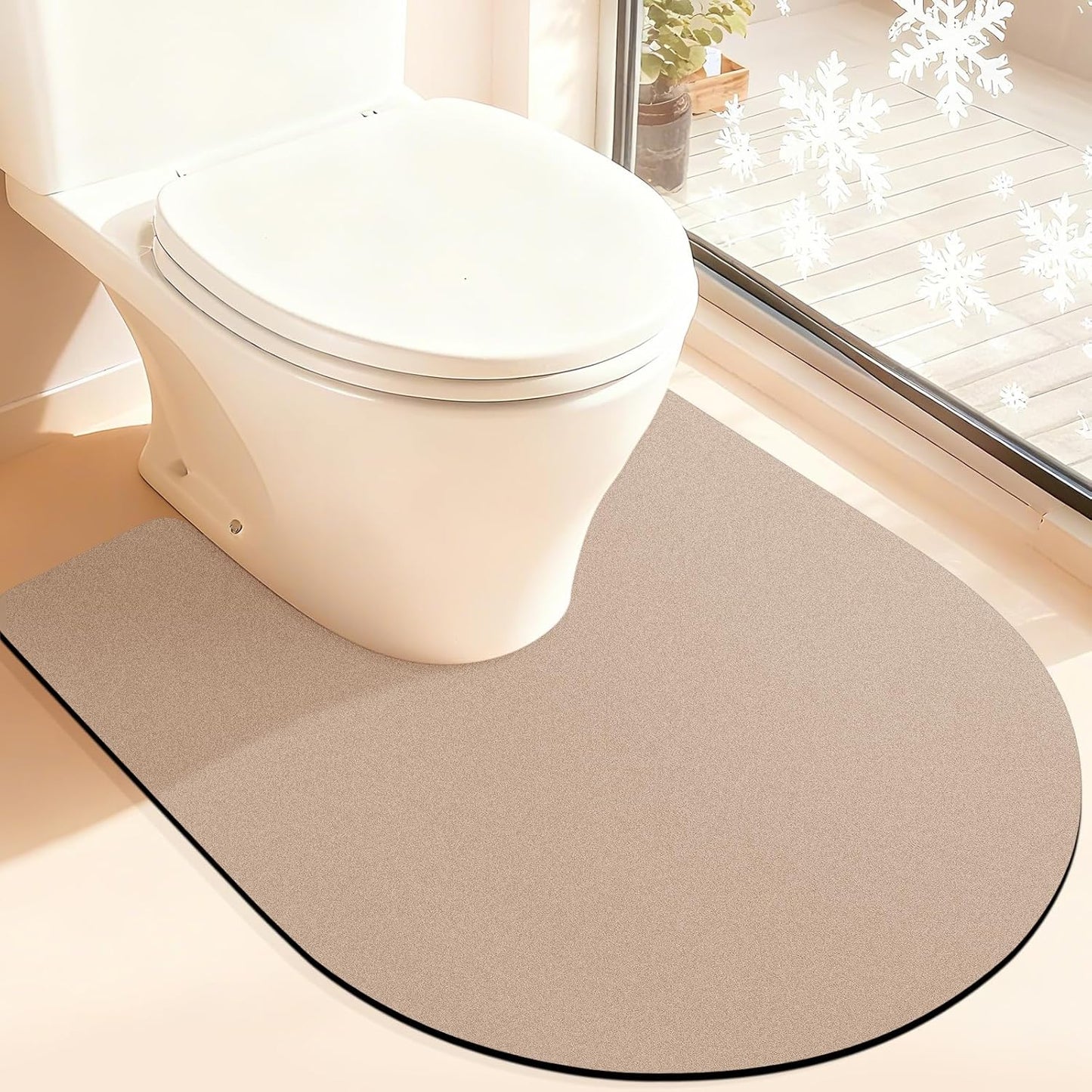 ACCUMTEK Non Slip Bath Mat, Thin Bathroom Rugs Fit Under Door, Quick Dry Bath Mats, Machine Washable Bath Rugs for Bathroom, Bathtub & Kitchen, Grey/Bordered/24 x17