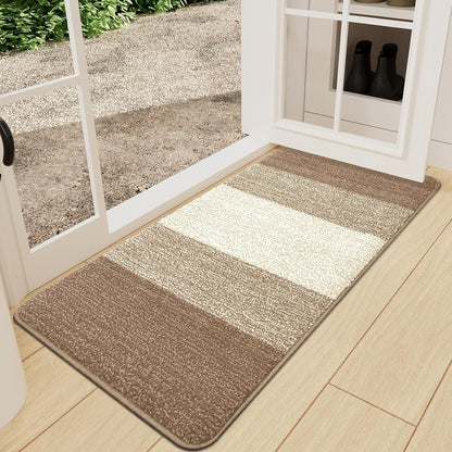 Kitinjoy Indoor Outdoor Door Mat, 32x20 Non-Slip Absorbent Dirt Trapper, Low-Profile Washable Inside Entrance Front Floor Mat, Sturdy Soft Entry Doormats for Entryway, Grey