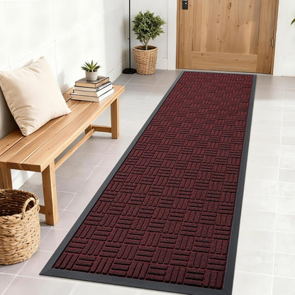 OLANLY Front Door Mat Outside Entrance 29.5x17, Absorbent, Heavy Duty Sturdy Natural Rubber Doormat Indoor Outdoor, Stain and Fade Resistant, Non-Slip Backing Low Profile Floor Mat for Entryway, Grey