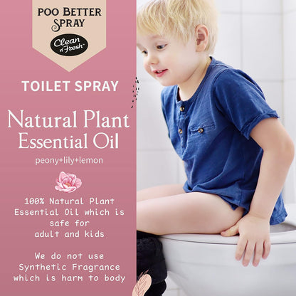Clean-n-Fresh Toilet Spray, 6.8 Fl.oz Poo Spray | Up to 400+ Uses, 100% Natural Plant Essential Oil Citrus Scent, Bathroom Deodorizer