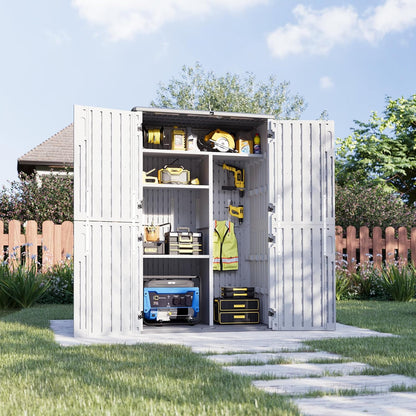 AOXUN Horizontal Storage Sheds 21 Cu.ft, HDPE Outdoor Storage Box 160 Gallon, Waterproof Lockable Resin Deck Box with Spring-Assisted Lid, Patio Storage for Garden, Pool, Cushions, Tools, White