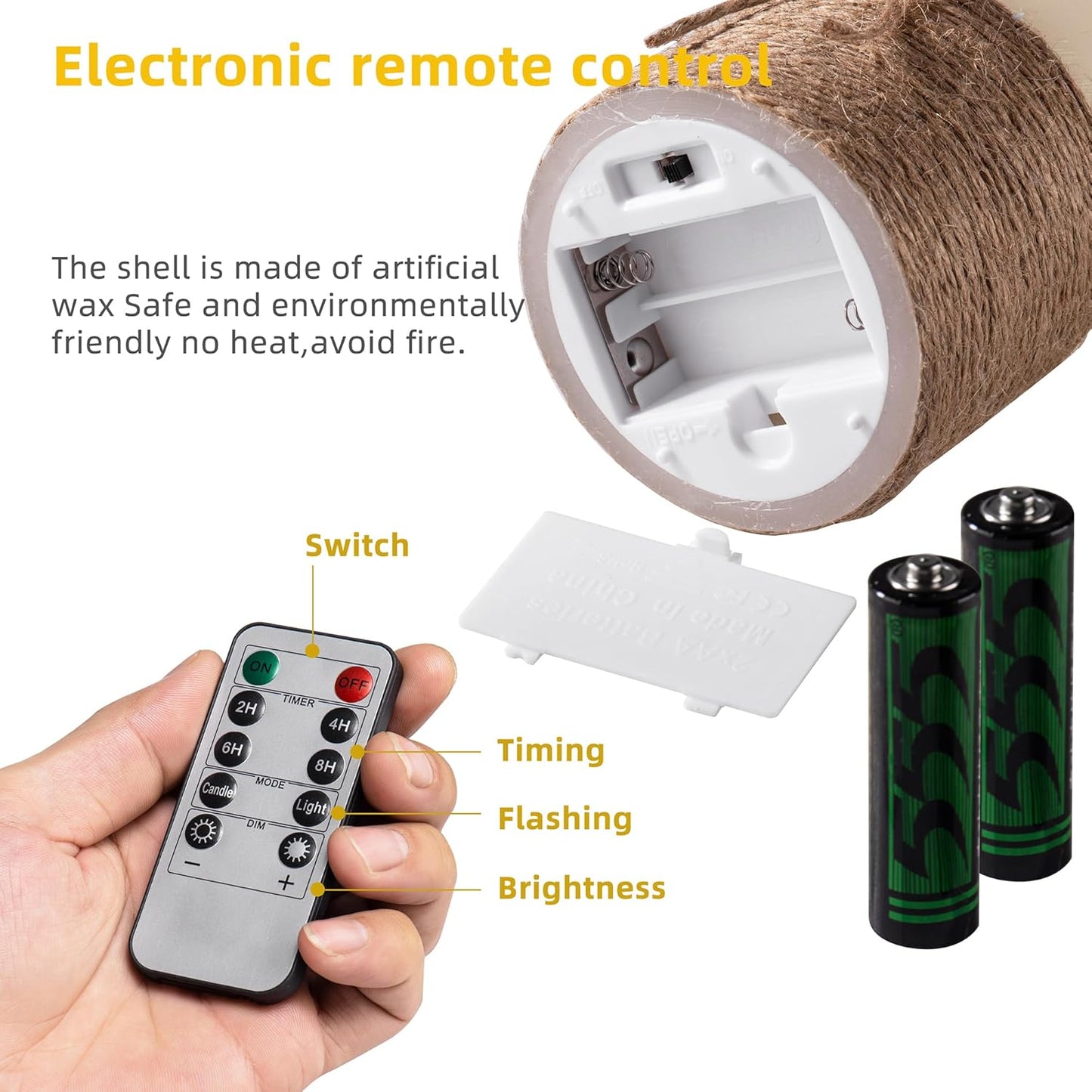 AKU TONPA Flameless Candles Battery Operated Pillar Real Wax Flickering Electric LED Candle Gift Sets with Remote Control Cycling 24 Hours Timer, Pack of 6 (3" D x 4" H, Ivory)