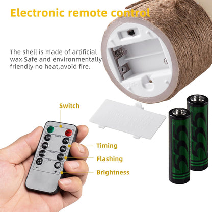 AKU TONPA Flameless Candles Battery Operated Pillar Real Wax Flickering Electric LED Candle Gift Sets with Remote Control Cycling 24 Hours Timer, Pack of 6 (3" D x 4" H, Ivory)
