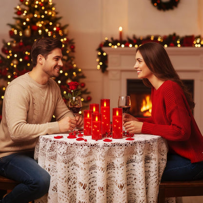 Raycare Flameless Candle with Remote Timer, 3 Flickering Acrylic Battery Operated LED Pillar Candles with Embedded Star String for Christmas, Wedding, Home Table Decor, and as a Gift (Ivory White)