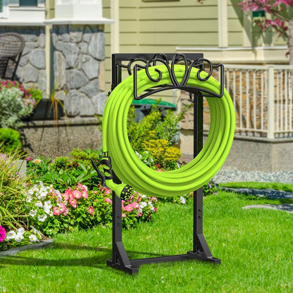 Garden Hose Holder Reel, Upgraded Metal Hose Reels Holds 150ft Hose, Heavy Duty Freestanding Water Hose Holders, Detachable Hose Storage Hanger for Outside - Fan-Shaped