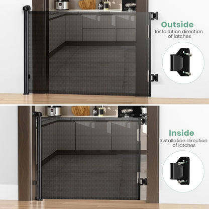 HAMOPY Retractable Baby Gate, 33" Tall, Extends up to 55" Wide, Durable Auto-Lock Baby Gates for Stairs, Mesh Dog Gate and Child Safety Gates for Doorways, Hallways, Indoor, Outdoor(Black)