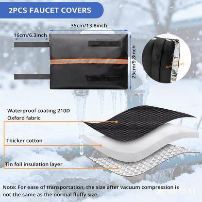 Outdoor Faucet Cover for Winter Freeze Protection with Reflective Strip, Reusable &Waterproof Water Faucet Insulation Wrap for Garden & Yard