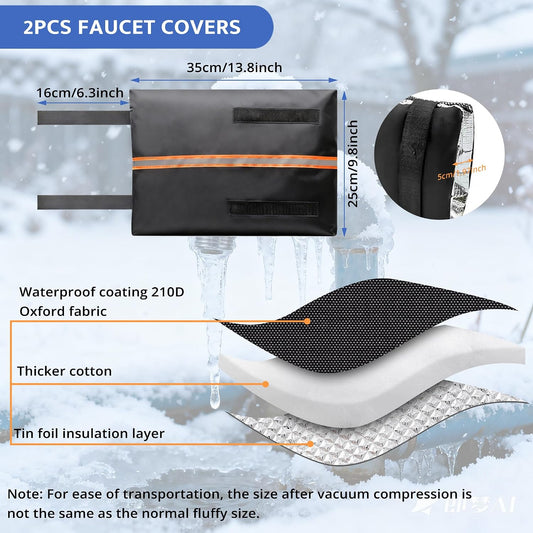 Outdoor Faucet Cover for Winter Freeze Protection with Reflective Strip, Reusable &Waterproof Water Faucet Insulation Wrap for Garden & Yard