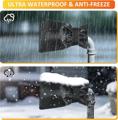 TUPI 2 Pack Outdoor Faucet Covers for Winter | Pro Freeze Protection | Waterproof Spigot Cover, Reusable Winter Insulated Faucet Pipe Protector for Outside Spigot, Hose bib, Water Tap, 8.5" H x6.1 W