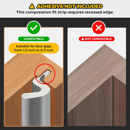 Weather Stripping Door Seal Strip - Soundproof Q-Shaped Foam for Exterior Door Frame, Large Gap Seal, Noise Cancelling, Easy to Install (Black, 26FT)
