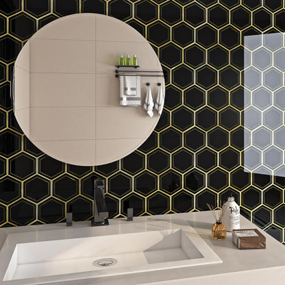 FunStick Dark Green Peel and Stick Backsplash Tile Stickers for Kitchen 12"x12" 3D Hexagon Self Adhesive Wall Tiles Peel and Stick Backsplash Stick on Tile for Bathroom Shower RV Waterproof 5 Sheets