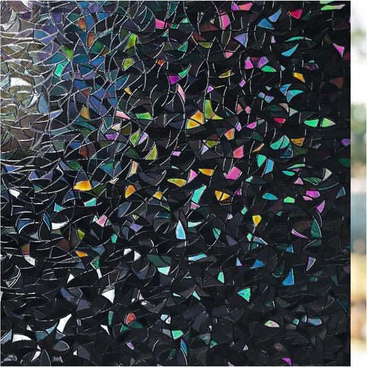 Haton Window Privacy Film, Stained Glass Rainbow Film Decorative Window Clings, Static Cling Sun Blocking Stickers Decals Coverings Tint for Home Heat Control, Non-Adhesive 17.5" x 78.7"
