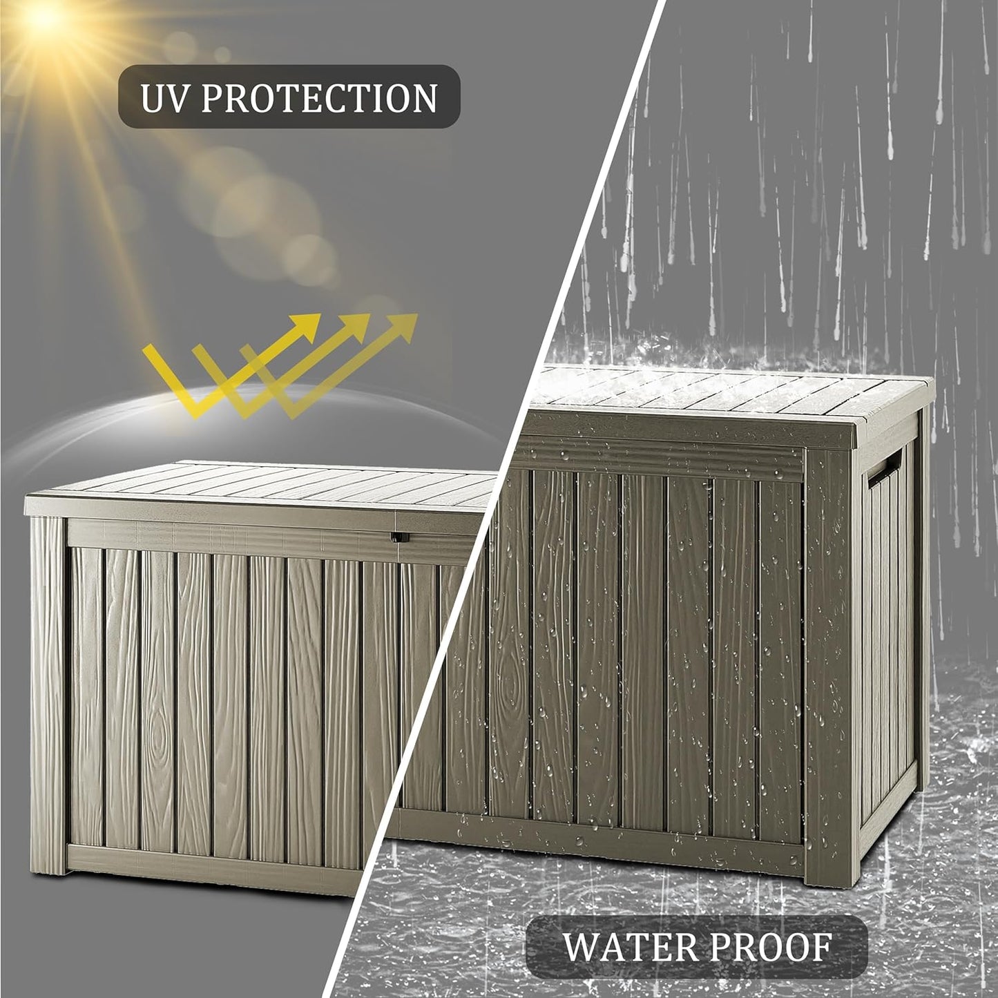 Outdoor Storage Box, 320 Gallon Waterproof Deck Box [Upgraded 3.0], Dual Gas-Spring Ultimate Resin Organizer for King Cushions, Heavy-Duty Lockable Estate Storage Bench, Backyard BBQ, Black