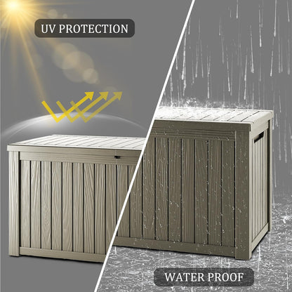 Outdoor Storage Box 155GAL Waterproof Resin Deck Box,Pool Accessories Supplies，UV-Resistant Lockable Package Delivery Bin for Garden Tools,Large Patio Outside Cushions,Chest,Furniture,Grey