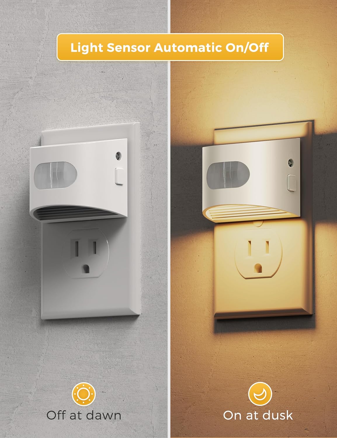 L LOHAS LED Night Light with Motion Sensor & Dusk to Dawn Sensor, Night Lights Plug into Wall with 30-100lm Adjustable Brightness, Motion Activated Night Light, 3000K Soft White, 2 Pack
