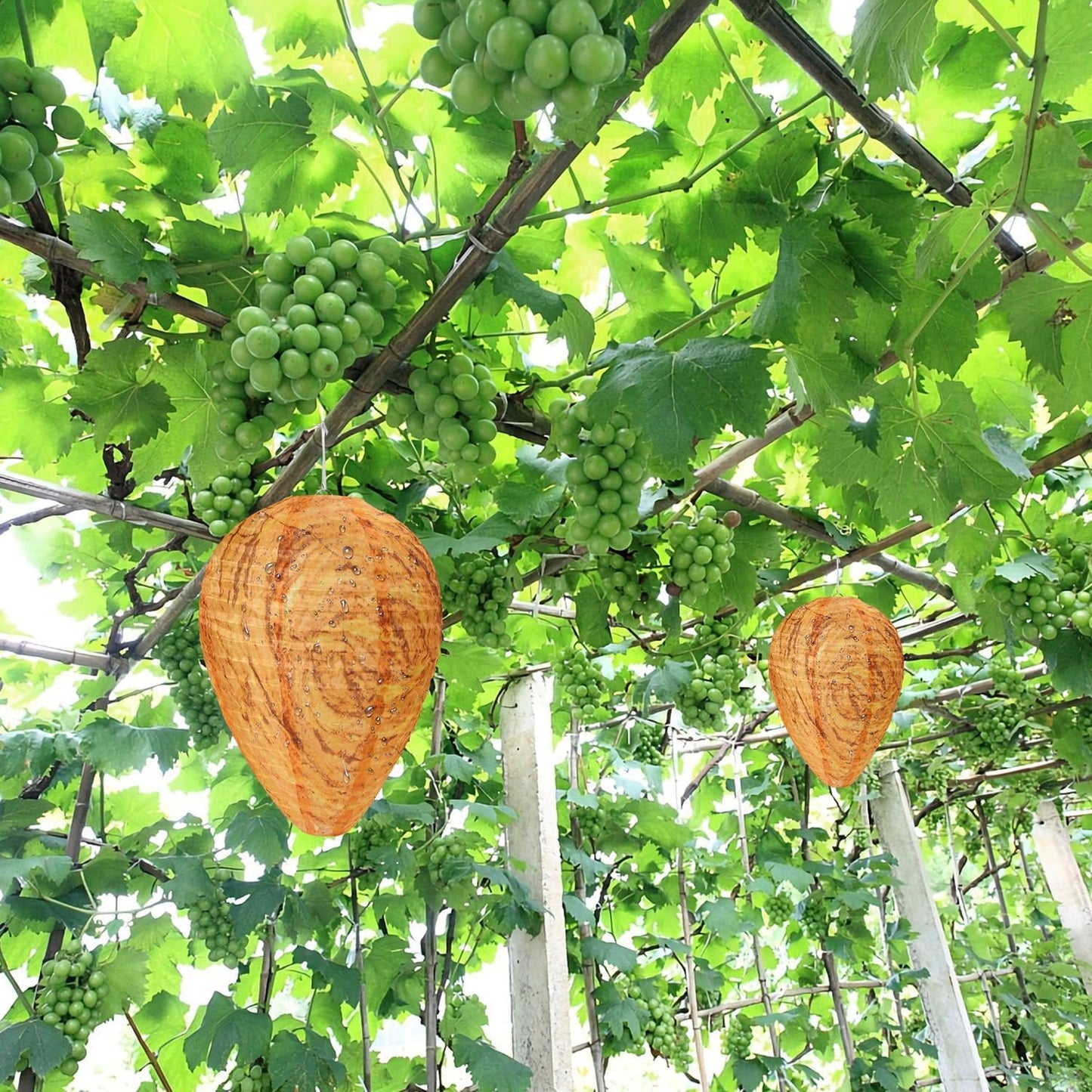 DECYOOL 6 Pack Wasp Nest Decoy Hanging Wasp for Wasps Hornets Yellow Jackets Outdoor Waterproof Material (Dark Brown)