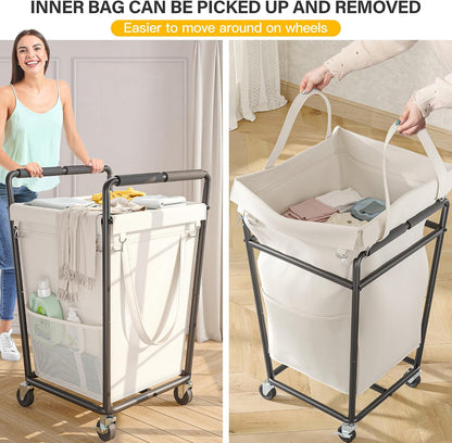 175L Laundry Hamper with Lid 3 Section, Extra Large Laundry Basket with 3 Removable Bags, 46 GAL Laundry Basket Organizer for Bedroom, Laundry Room, Dorm, Grey